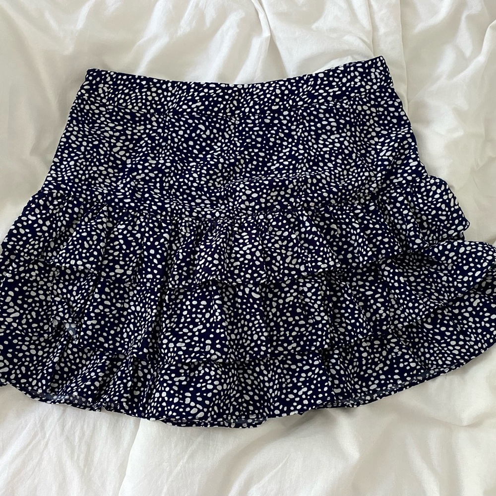 Layered Ruffle Dalmatian Print Skirt